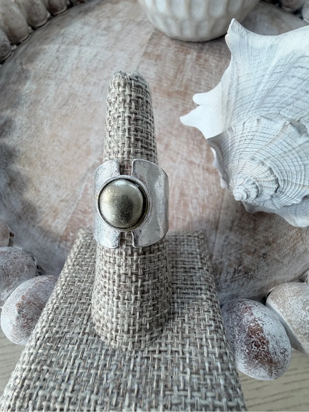Bello Uno Silver Plated Statement Ring in Silver with Gold Tone Accent
